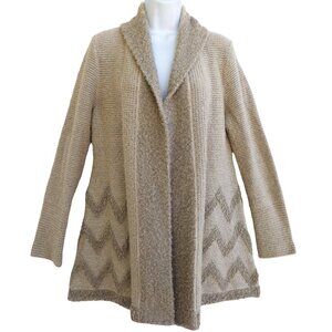Angel of the North Anthropologie Cardigan 3D Knit Aztec Tribal Neutral Earthy L